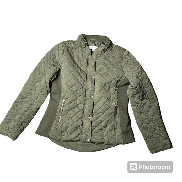 New York & Company Army Green Quilt Jacket - Picture 2 of 10